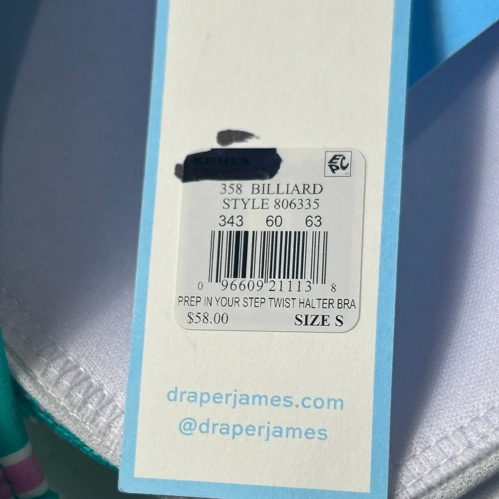 Draper James RSVP Prep In Your Step Striped Bikini Set Green Pink Size Small NEW